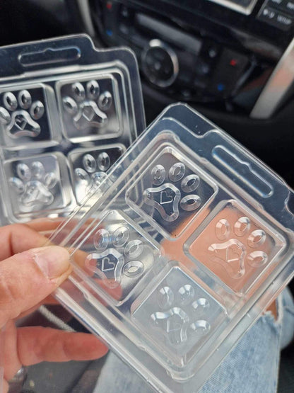 4 Cavity Paw Print Wax Melt Clamshell